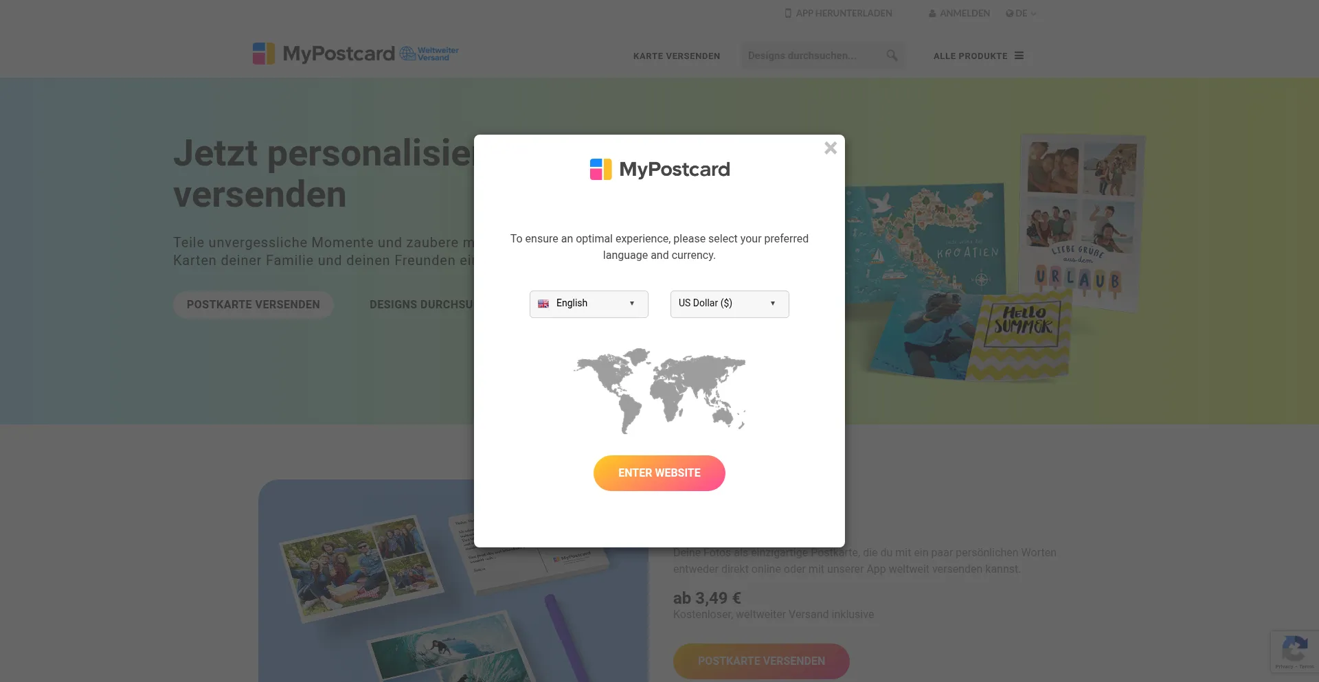 Mypostcard.com Screenshot