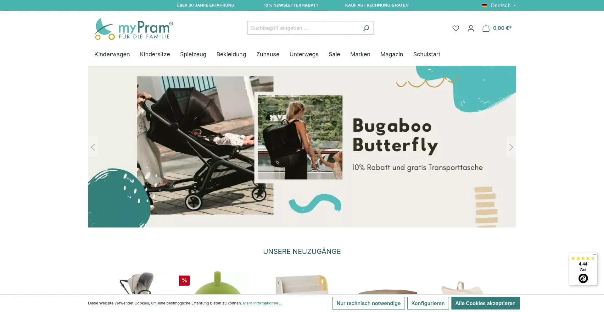 Website screenshot of Mypram.com