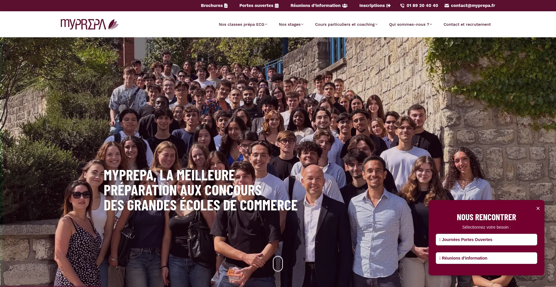 Website screenshot of Myprepa.fr