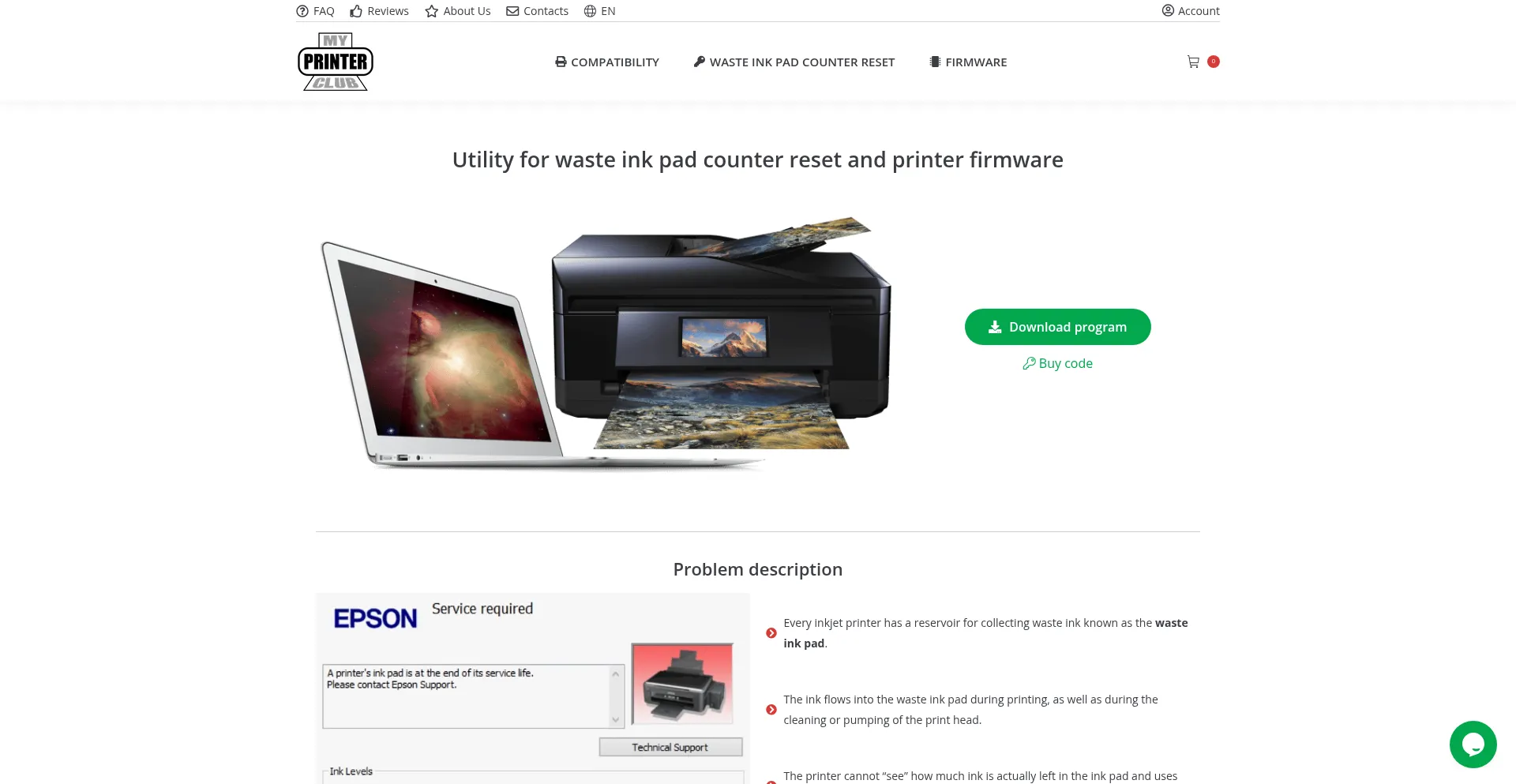 Website screenshot of Myprinter.club