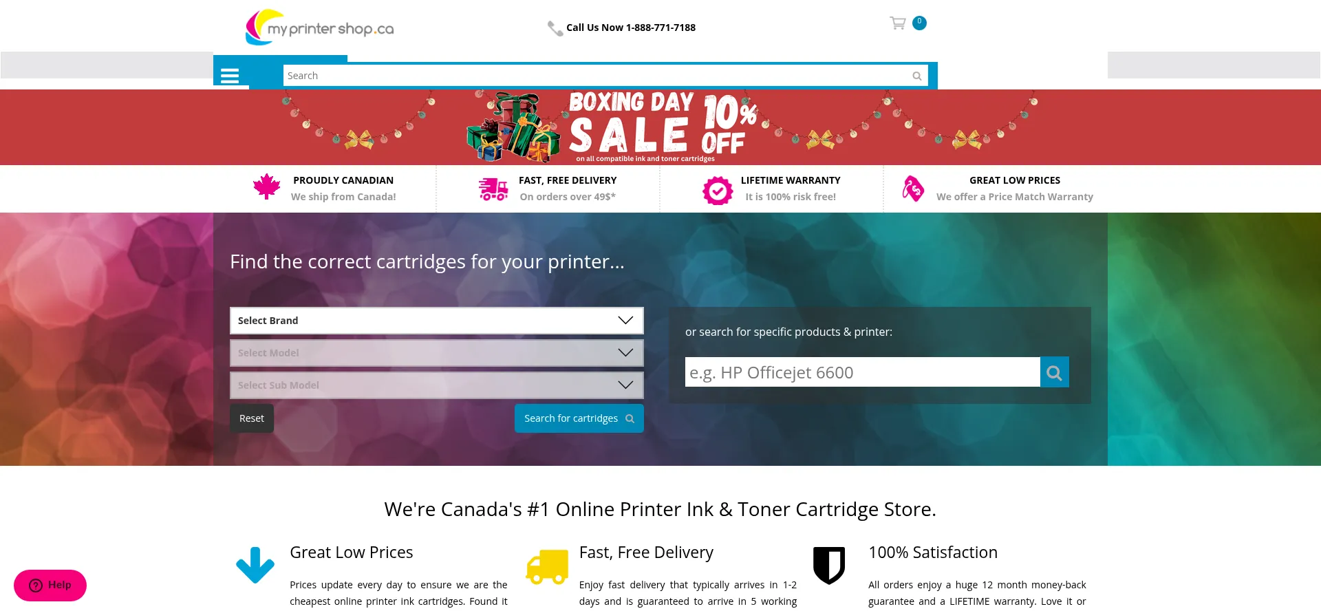 Website screenshot of Myprintershop.ca