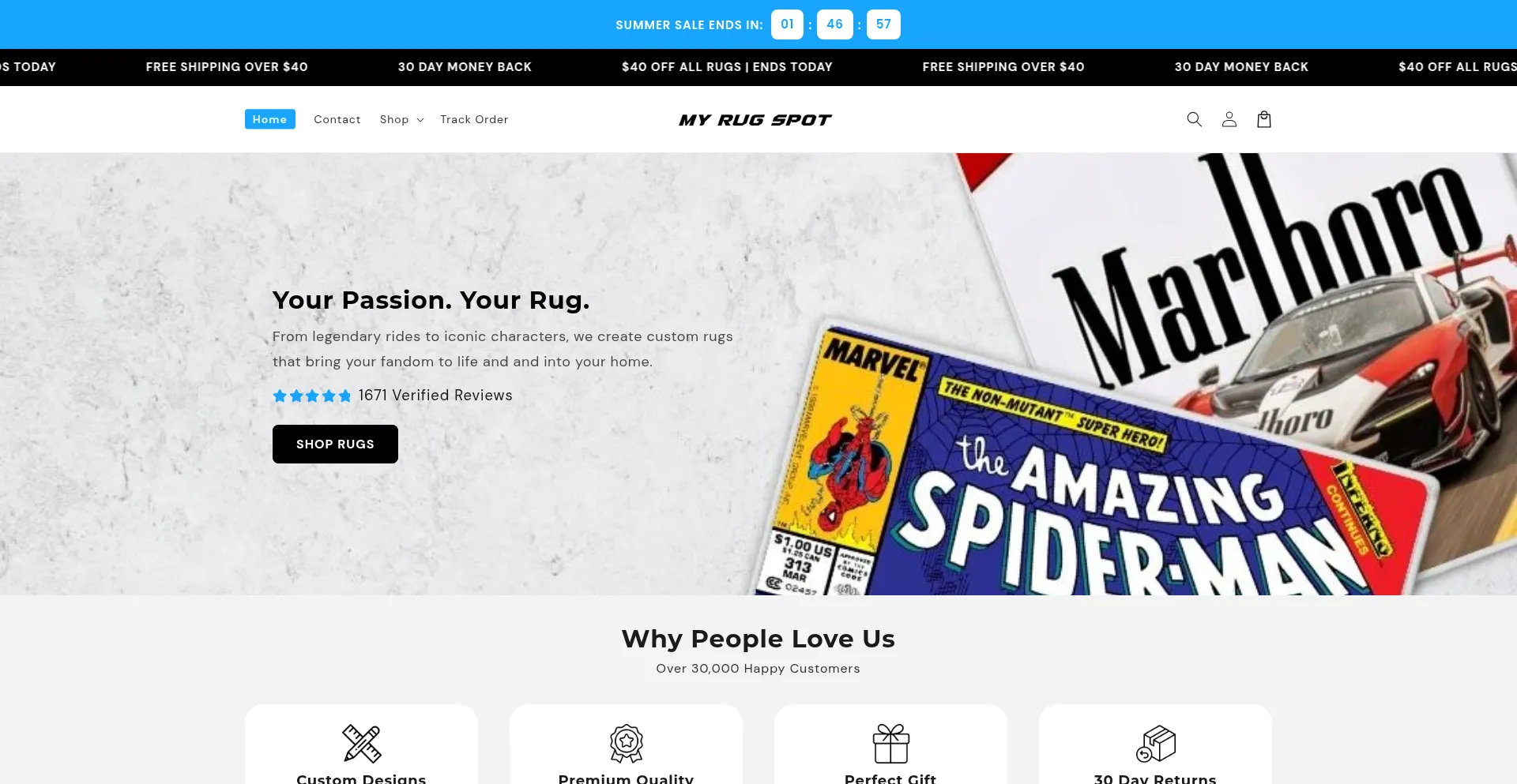 Website screenshot of Myrugspot.com