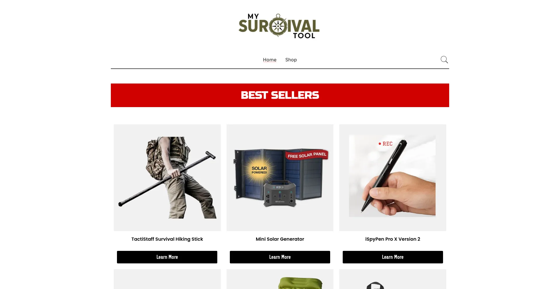 Website screenshot of Mysurvivaltool.org