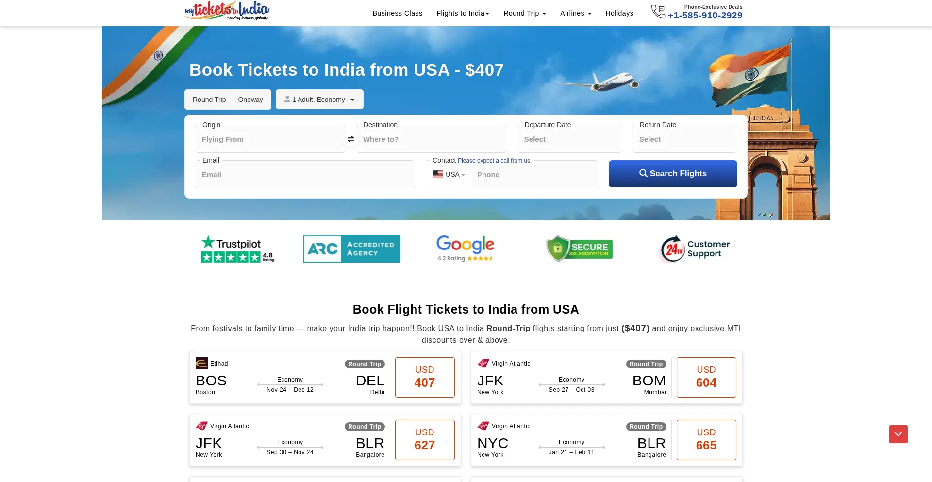 Myticketstoindia.com Screenshot