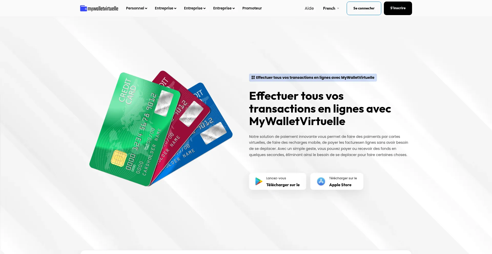 Website screenshot of Mywalletvirtuelle.com