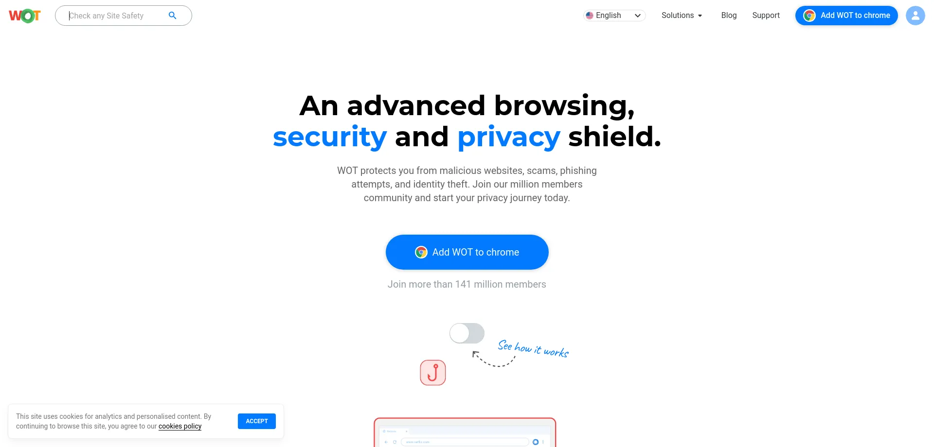 Website screenshot of Mywot.com