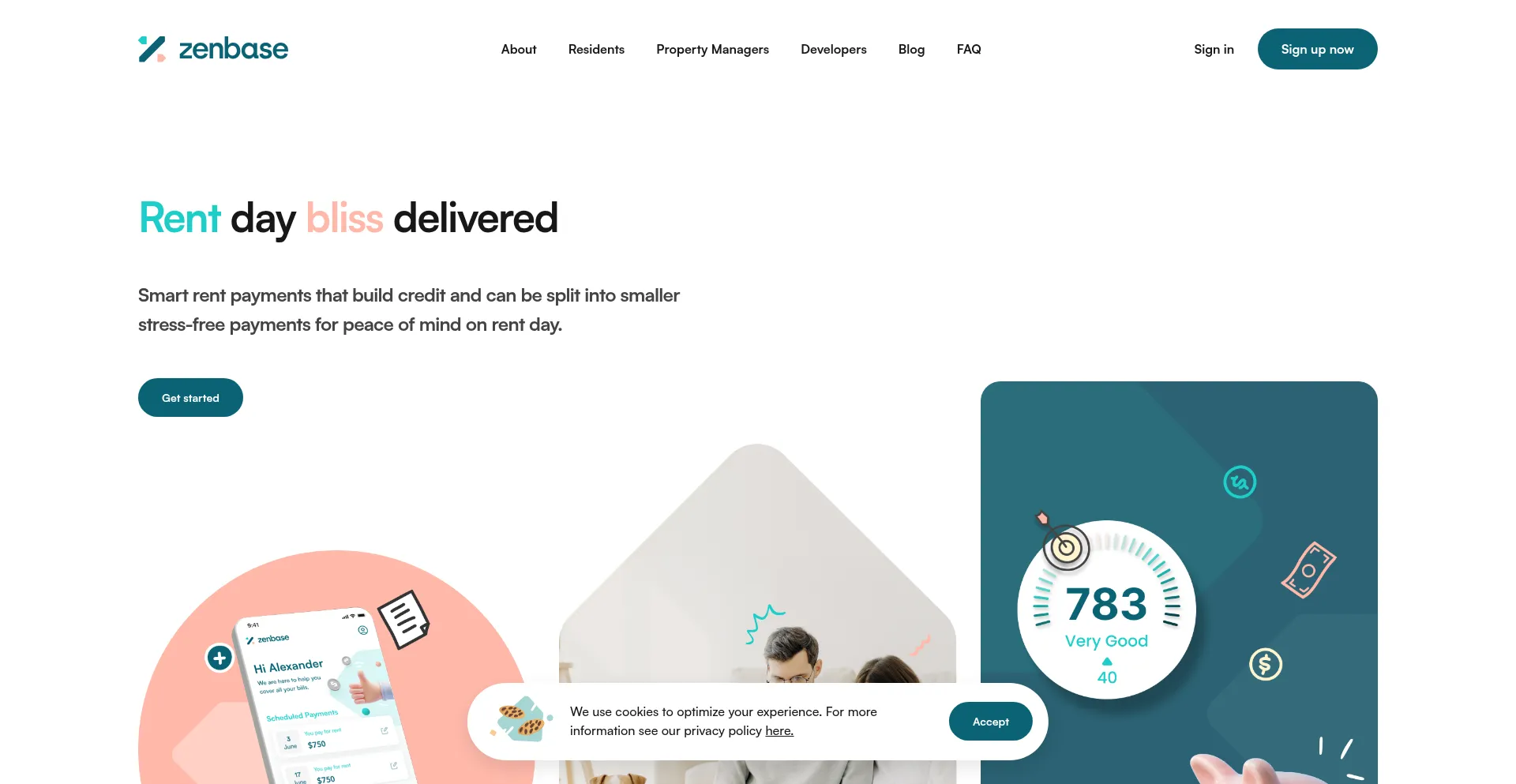 Website screenshot of Myzenbase.com