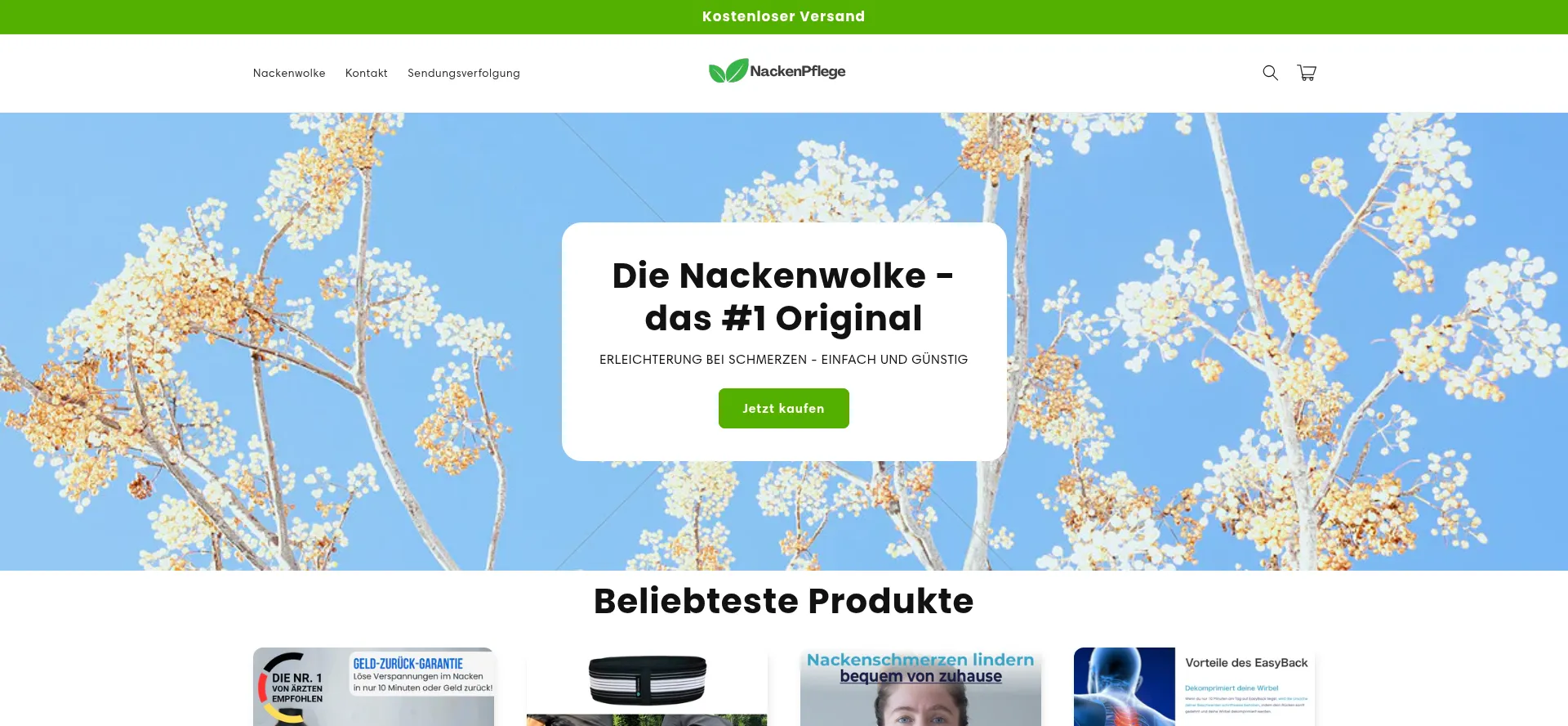 Website screenshot of Nackenpflege.de