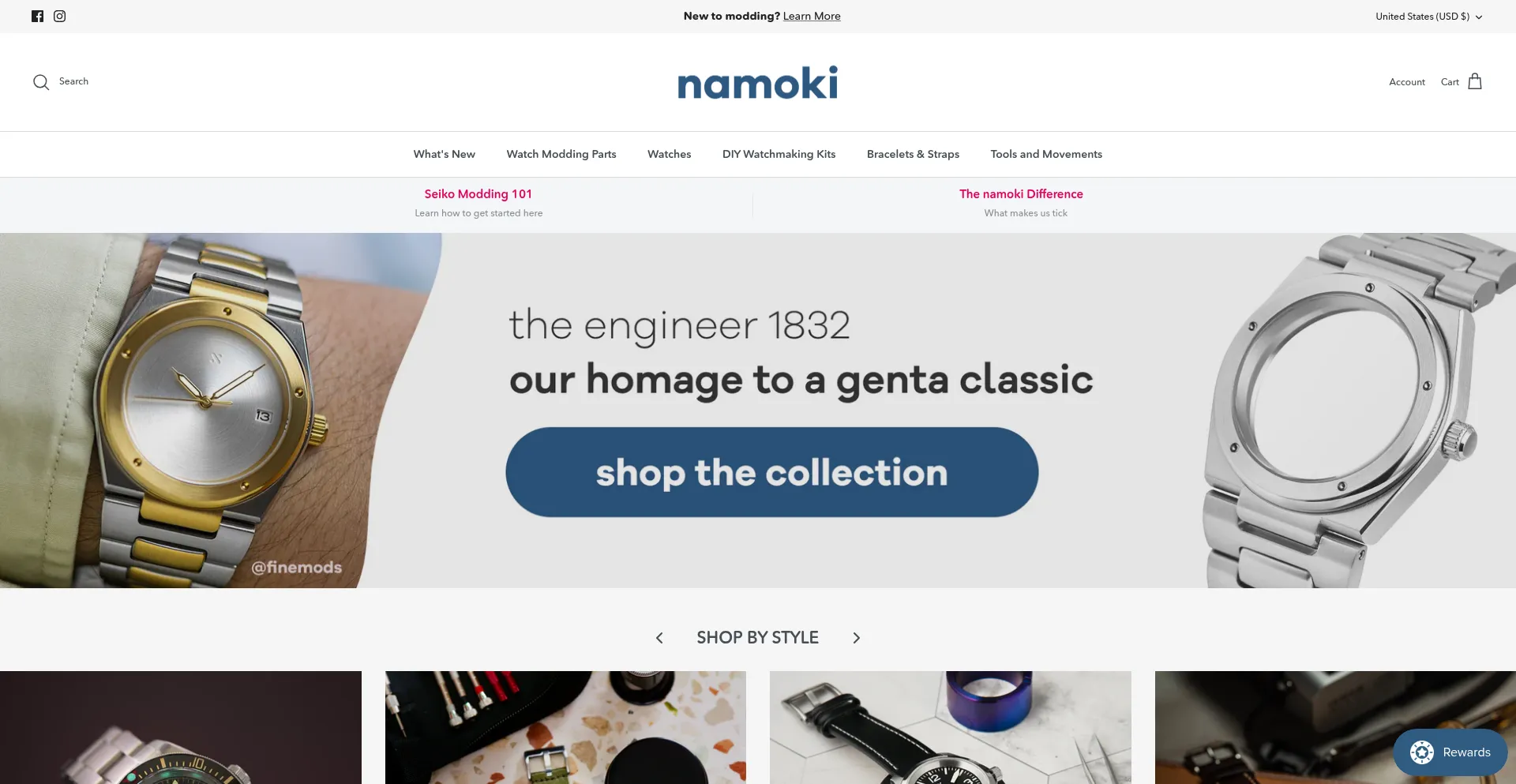 Website screenshot of Namokimods.com