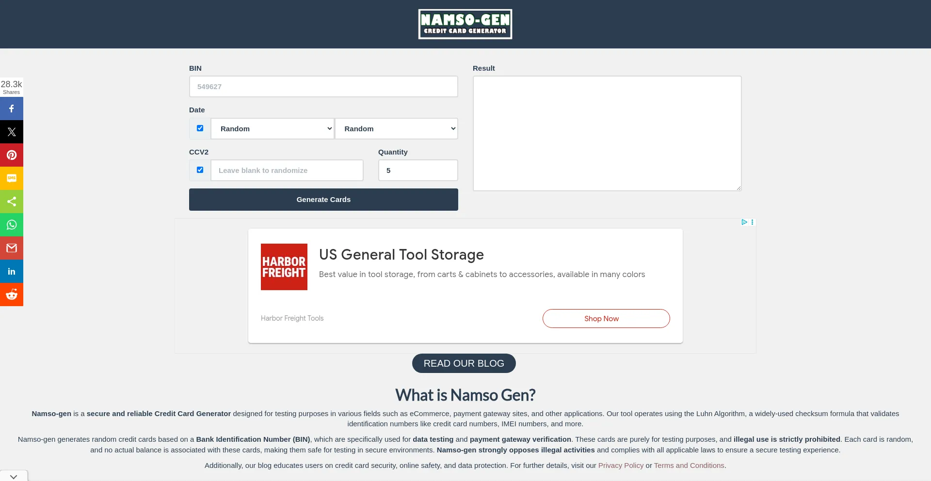 Website screenshot of Namso-gen.co