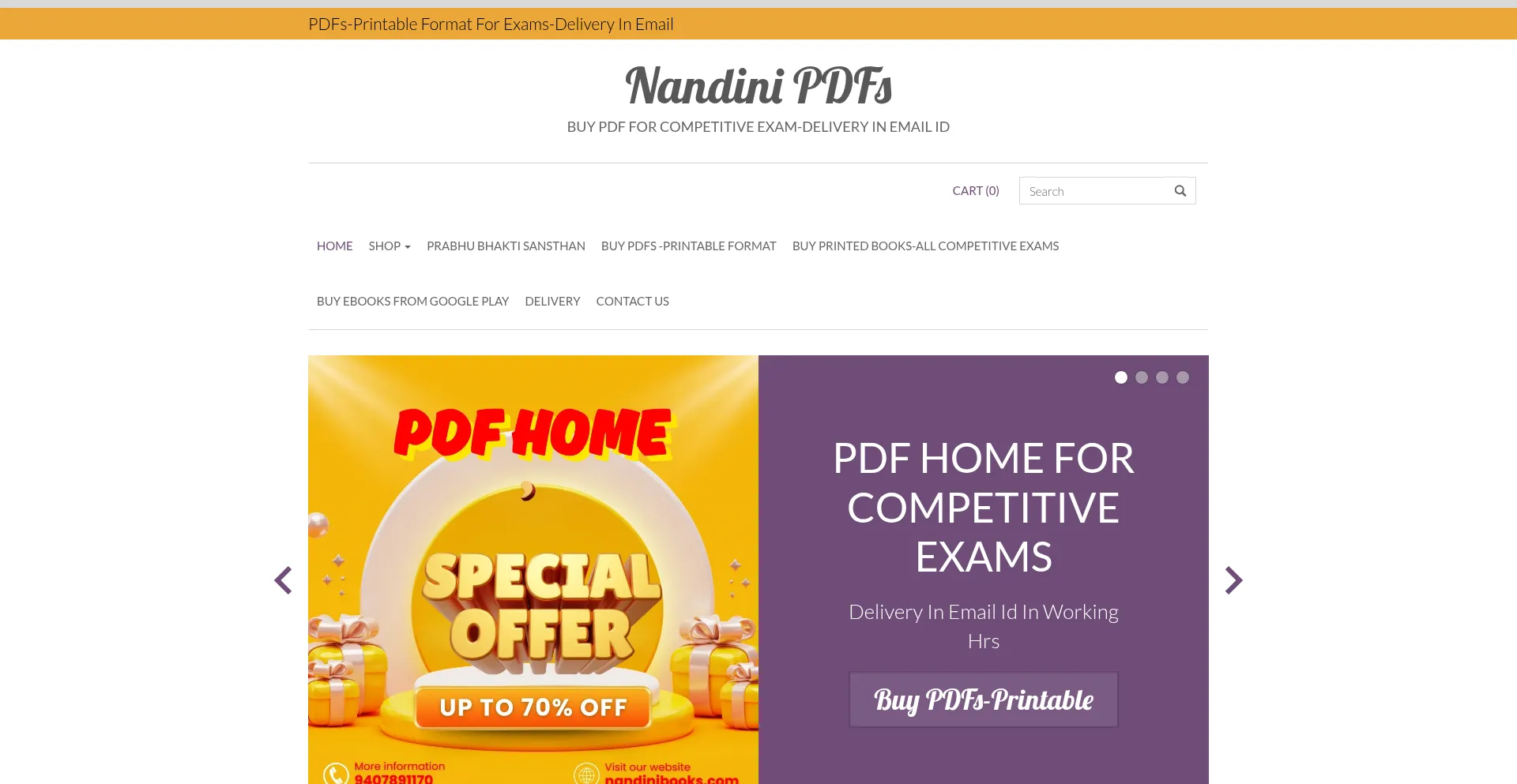 Website screenshot of Nandinibooks.com