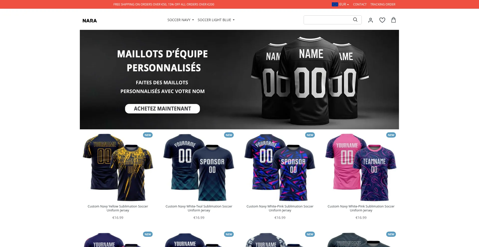 Website screenshot of Narajersey.fr