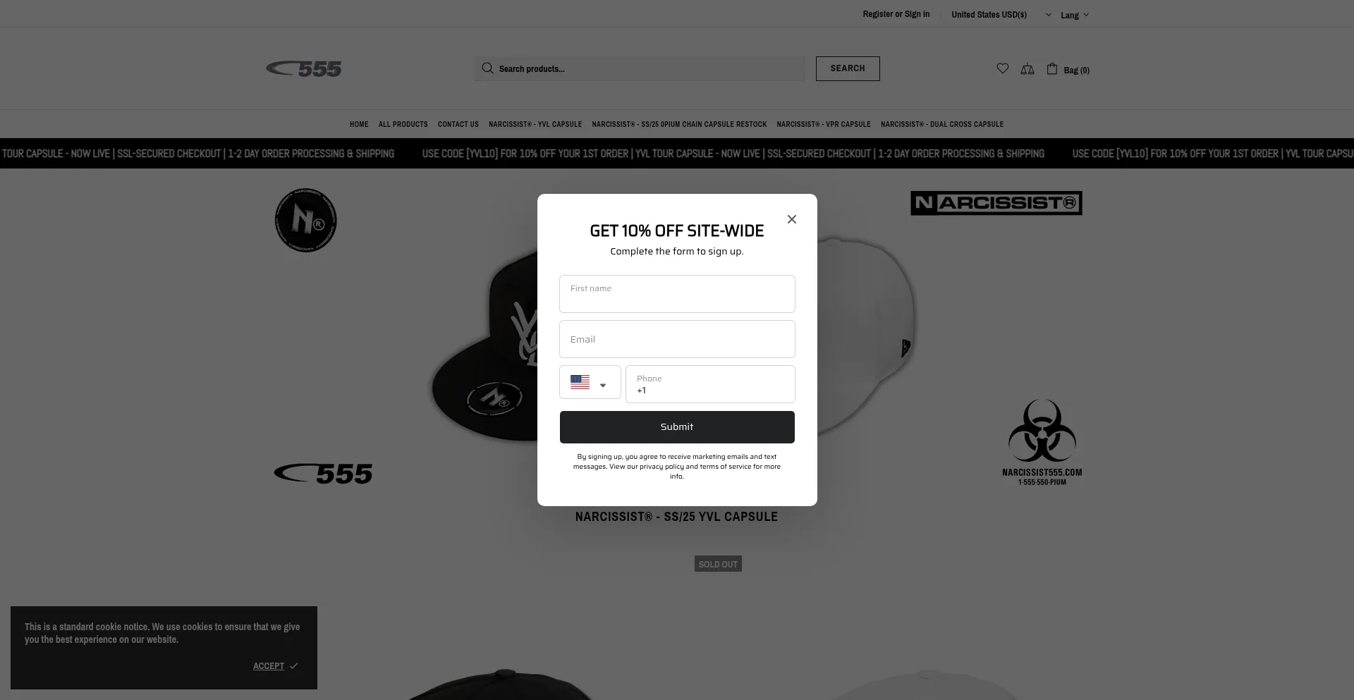 Website screenshot of Narcissist555.com