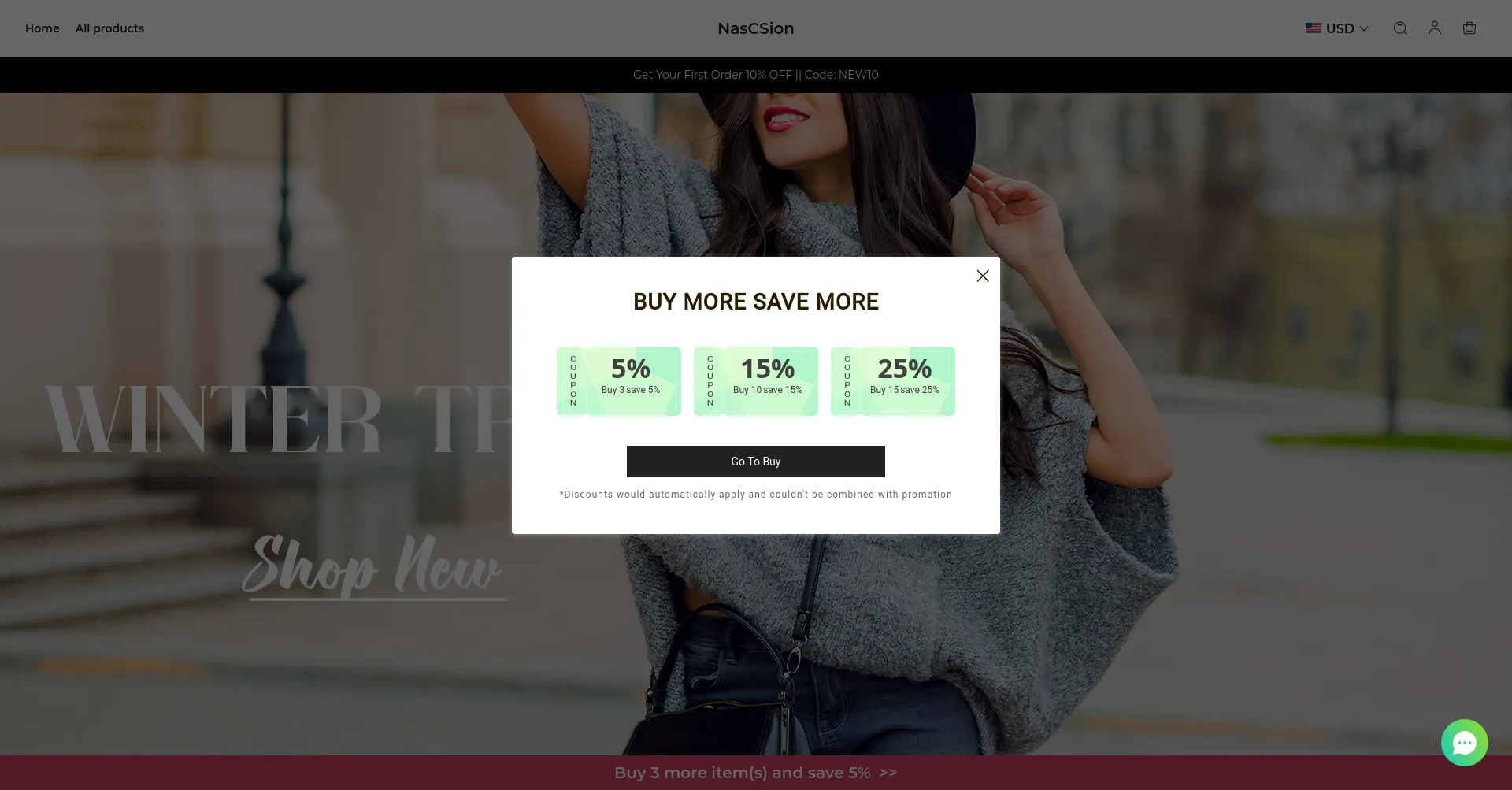 Website screenshot of Nascsion.com