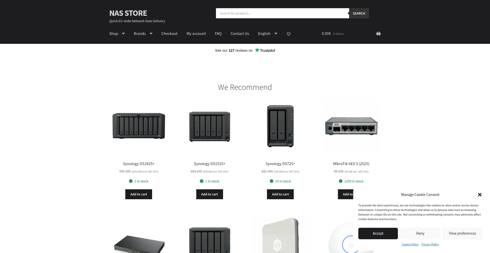Website screenshot of Nasstore.eu