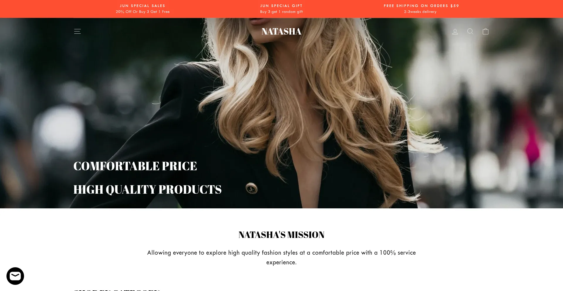 Website screenshot of Natashajewelery.com