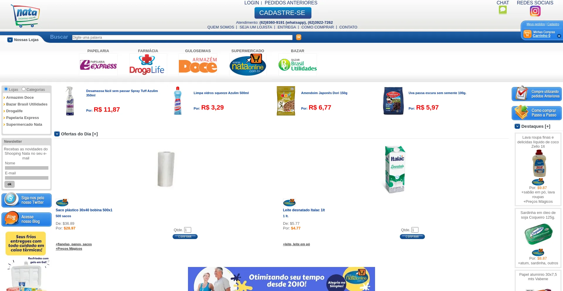 Website screenshot of Natashopping.com.br