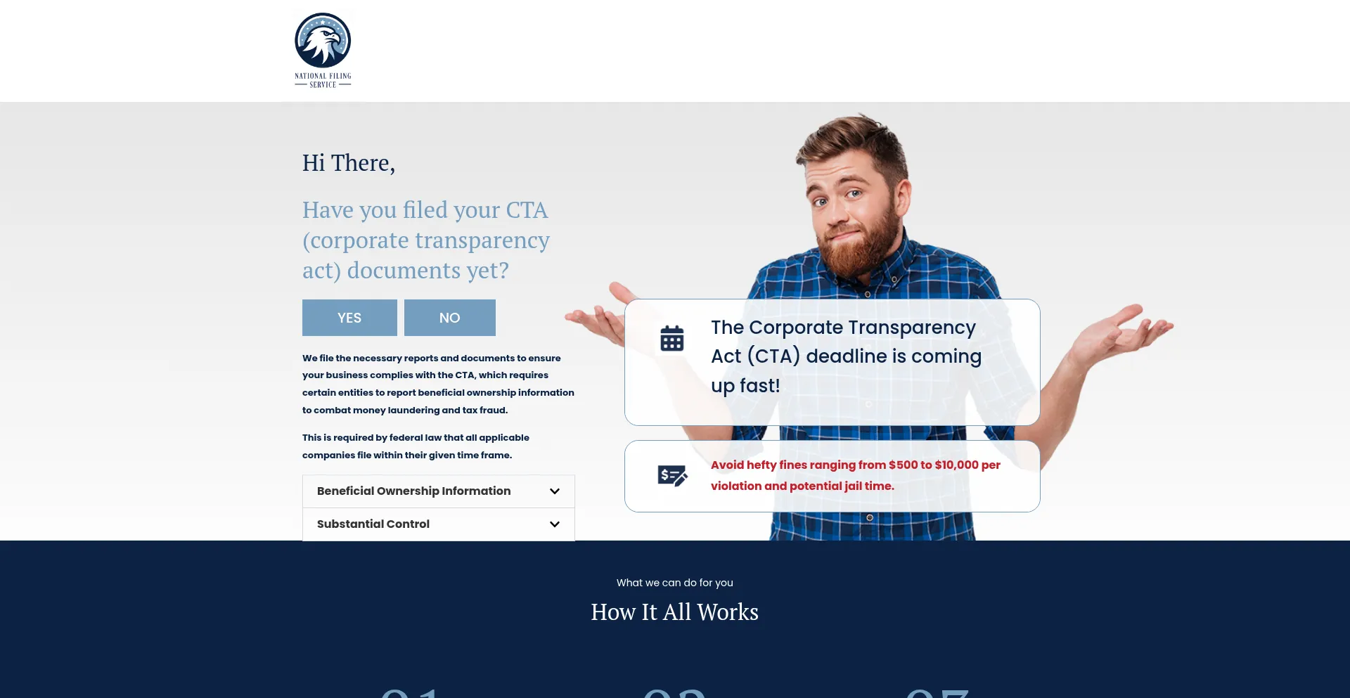 Website screenshot of Natfilingservice.com