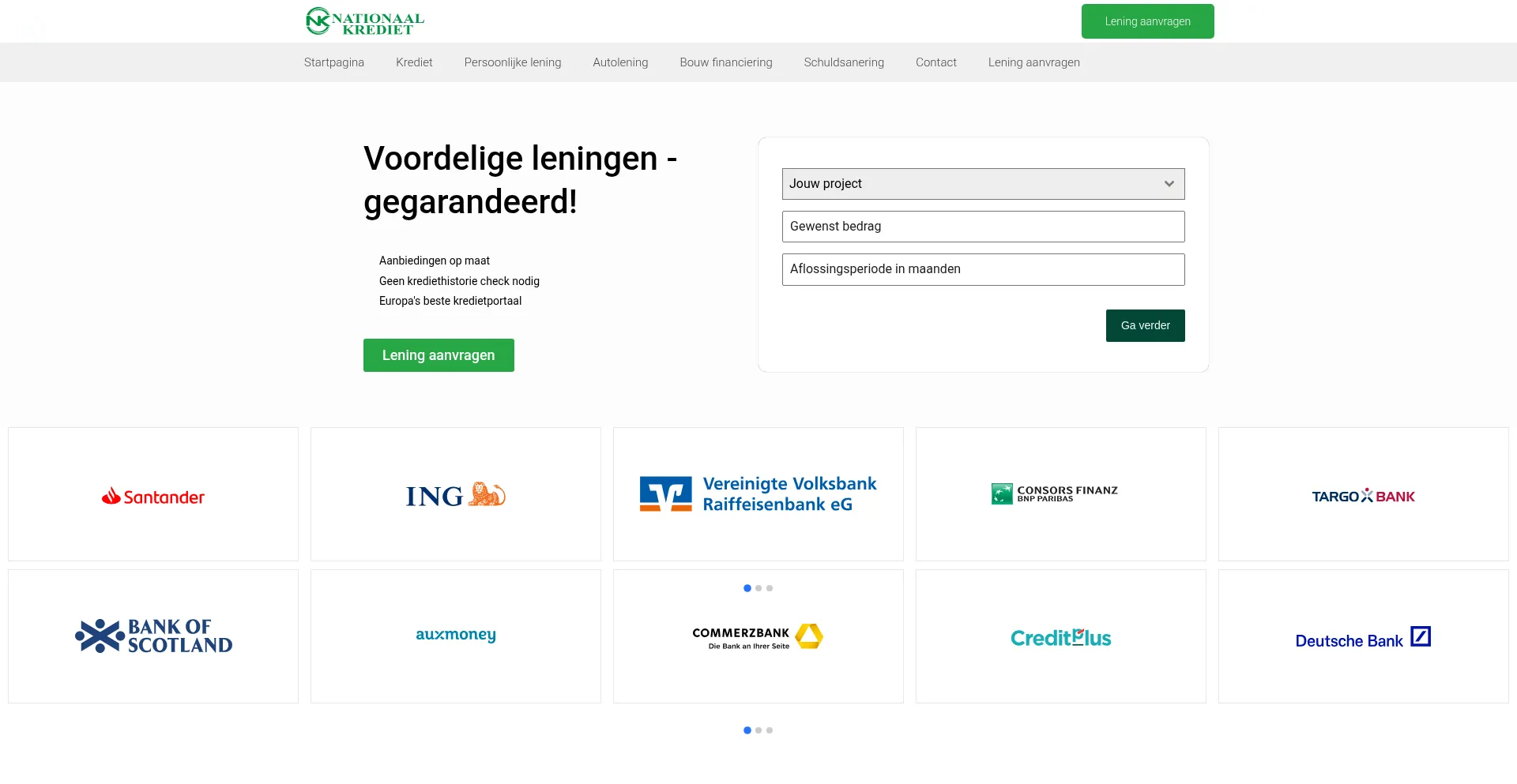 Website screenshot of Nationaal-krediet.com