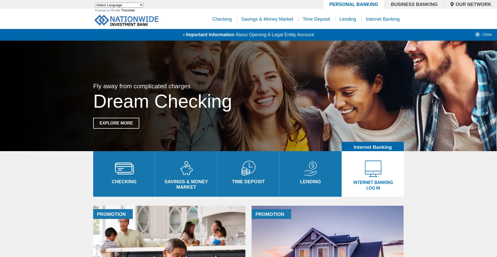 Website screenshot of Nationwideinvestmentbank.com