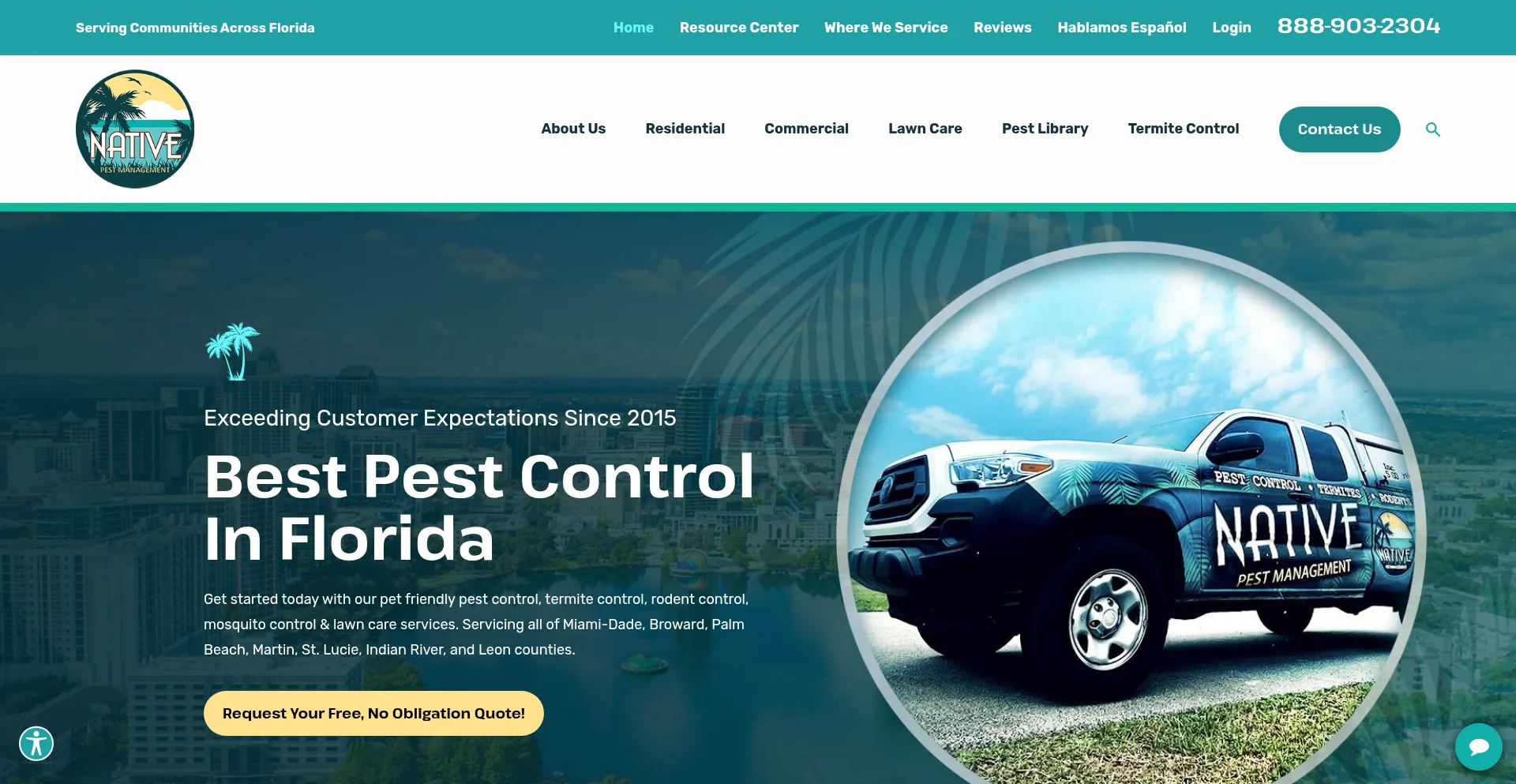 Website screenshot of Nativepestmanagement.com