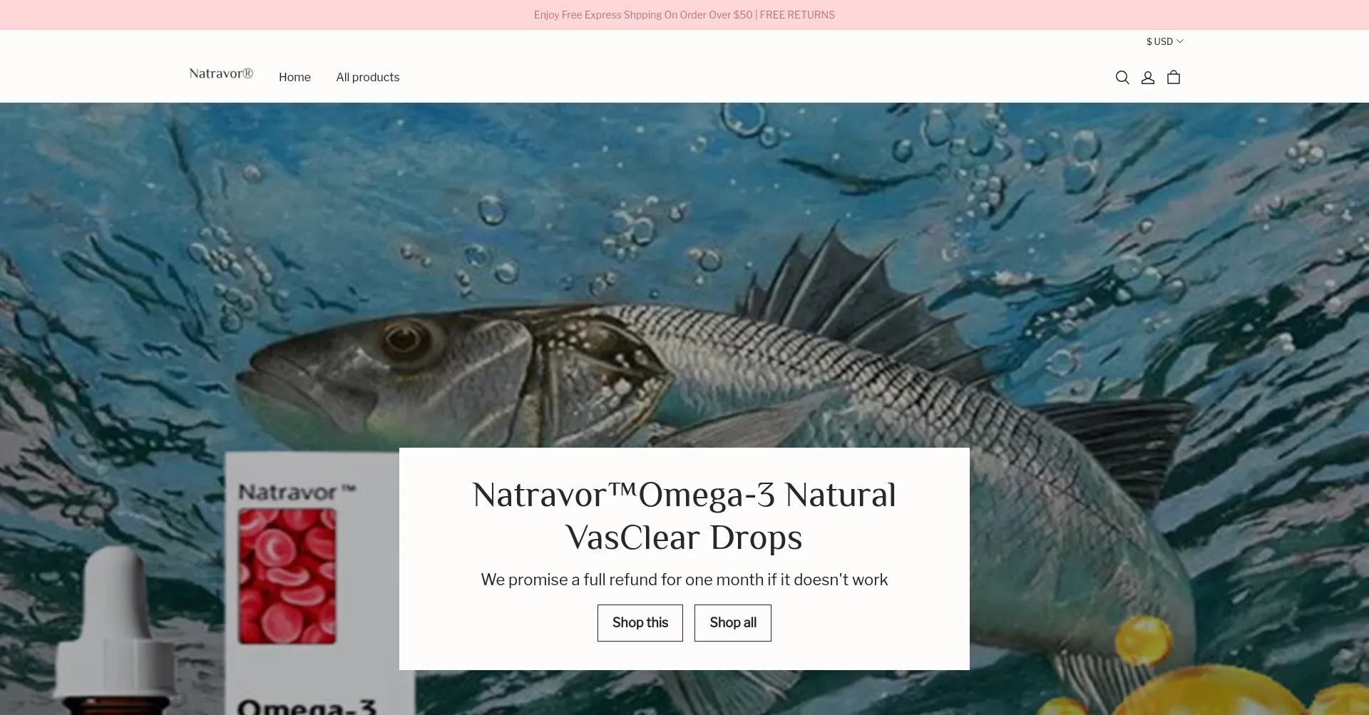 Website screenshot of Natravory.com