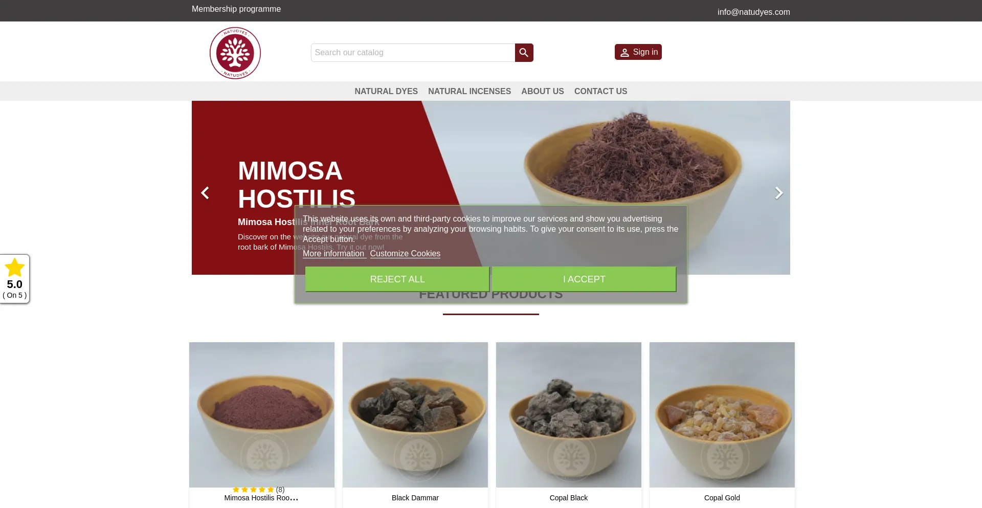 Website screenshot of Natudyes.com