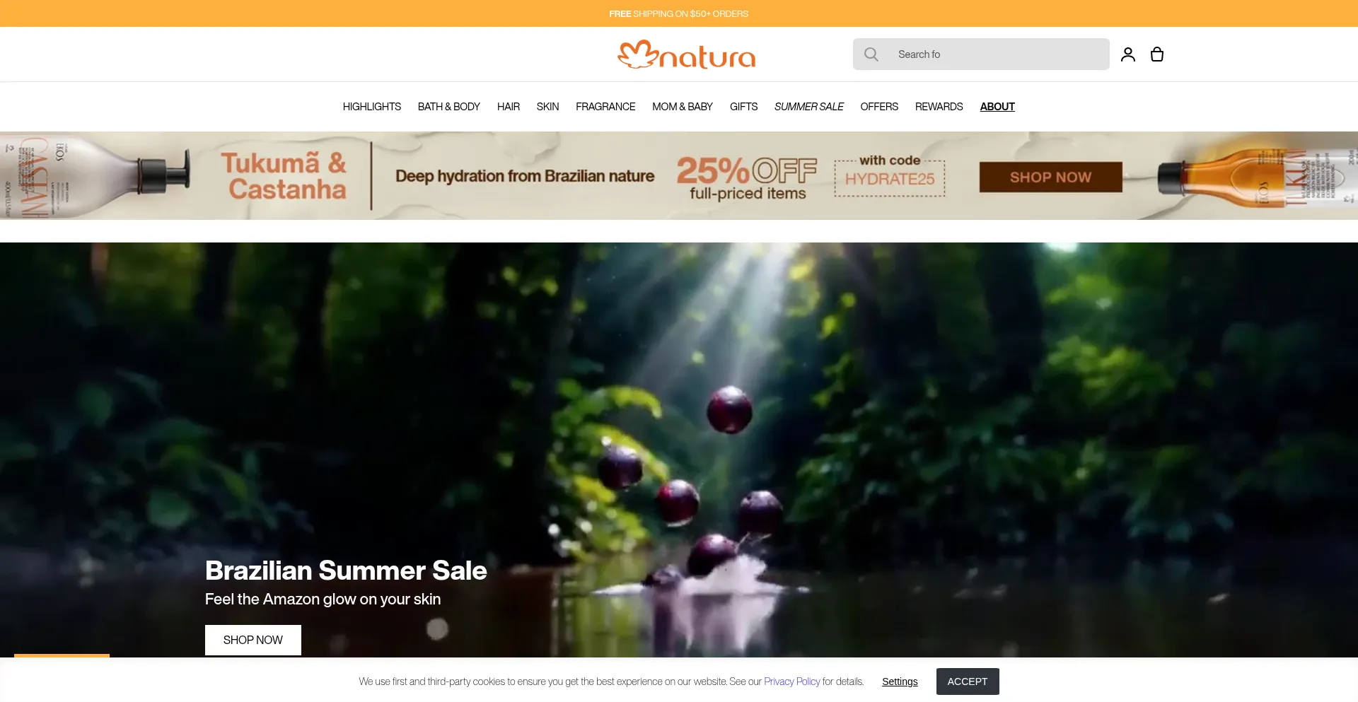 Website screenshot of Naturabrasil.com