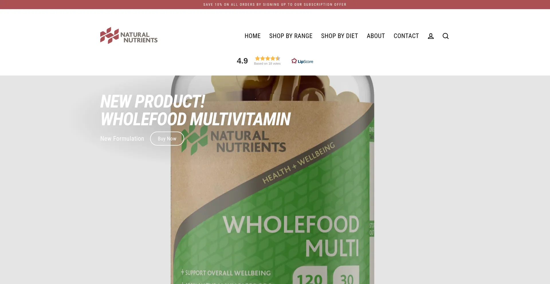 Website screenshot of Naturalnutrients.co.uk