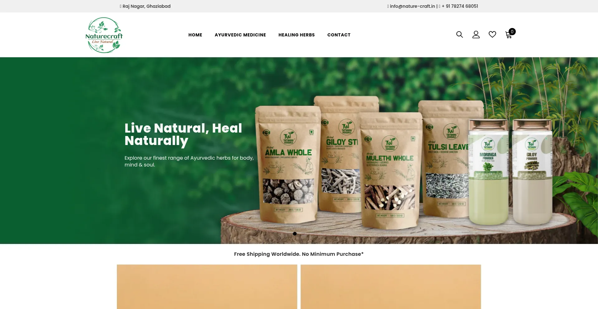 Website screenshot of Nature-craft.in