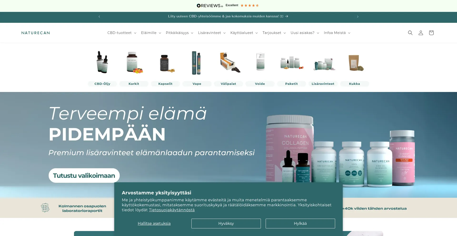 Website screenshot of Naturecan.fi
