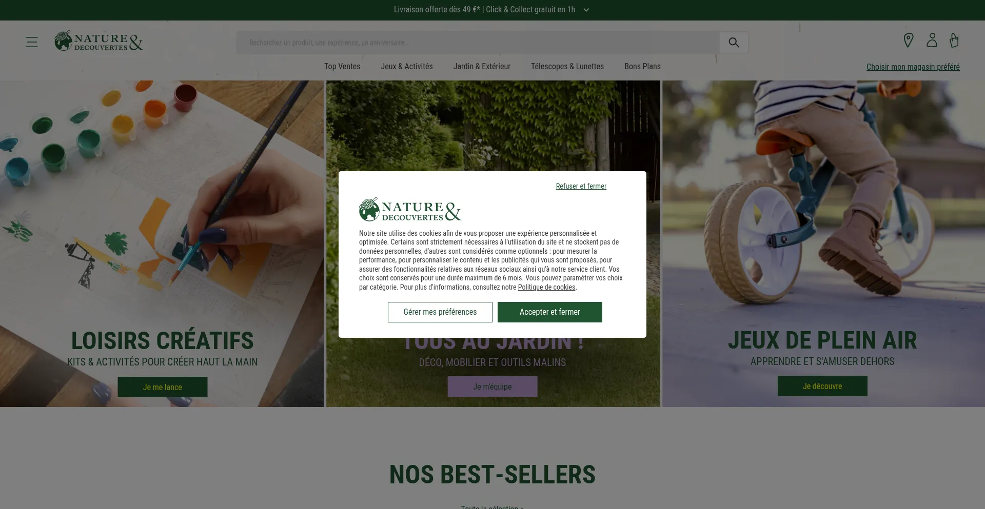 Website screenshot of Natureetdecouvertes.com