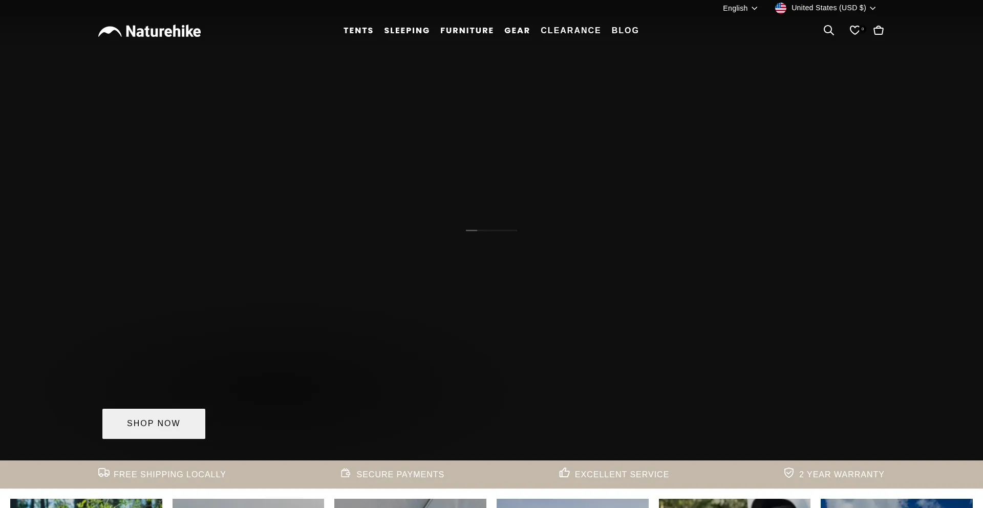 Website screenshot of Naturehike.com