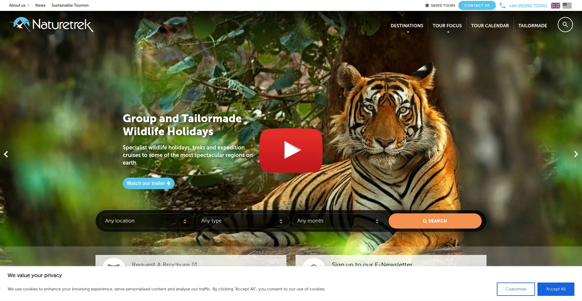 Website screenshot of Naturetrek.com