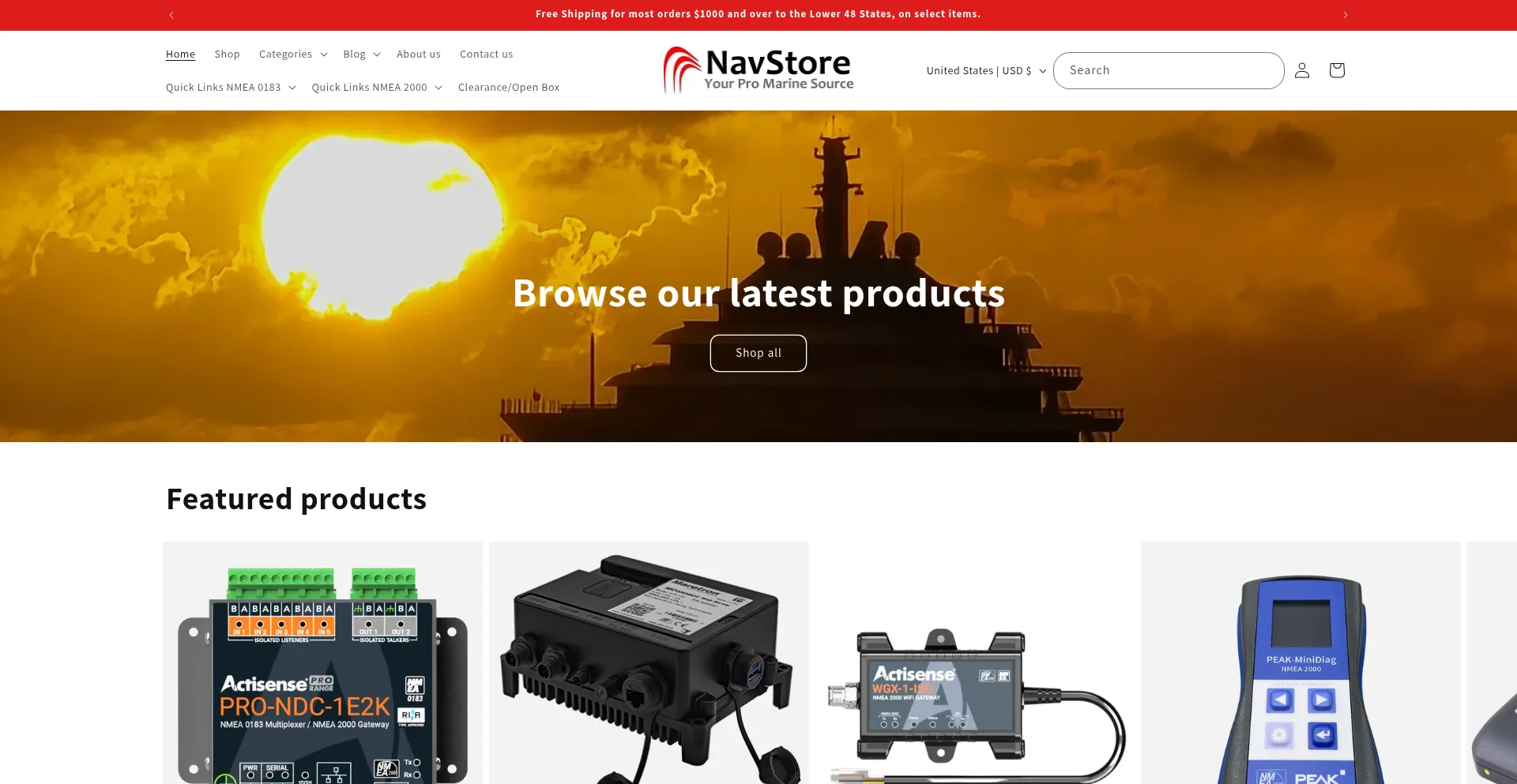 Website screenshot of Navstore.com
