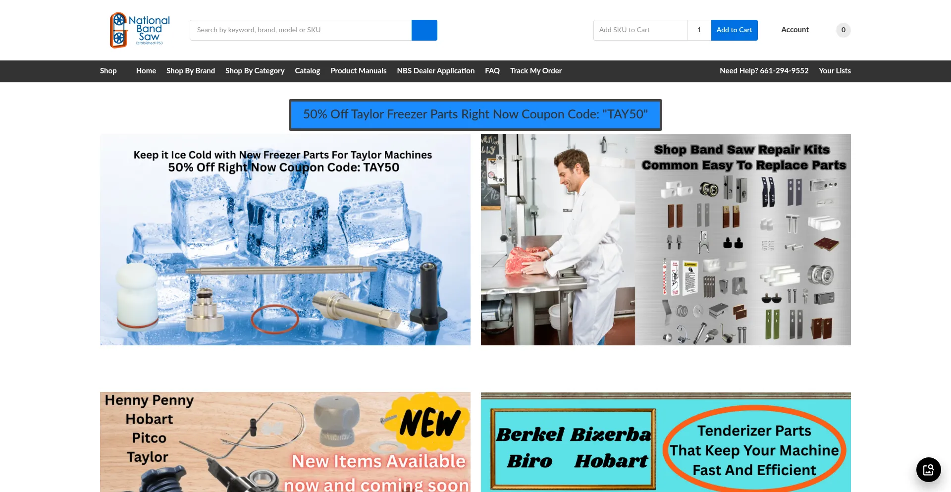 Website screenshot of Nbsparts.com