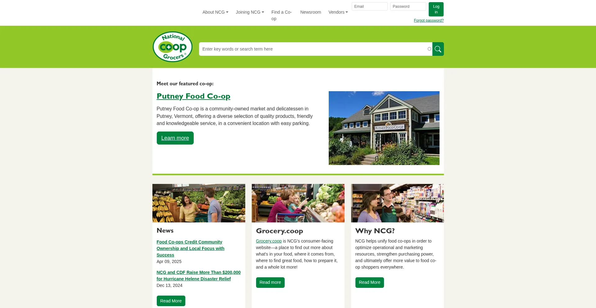 Website screenshot of Ncg.coop