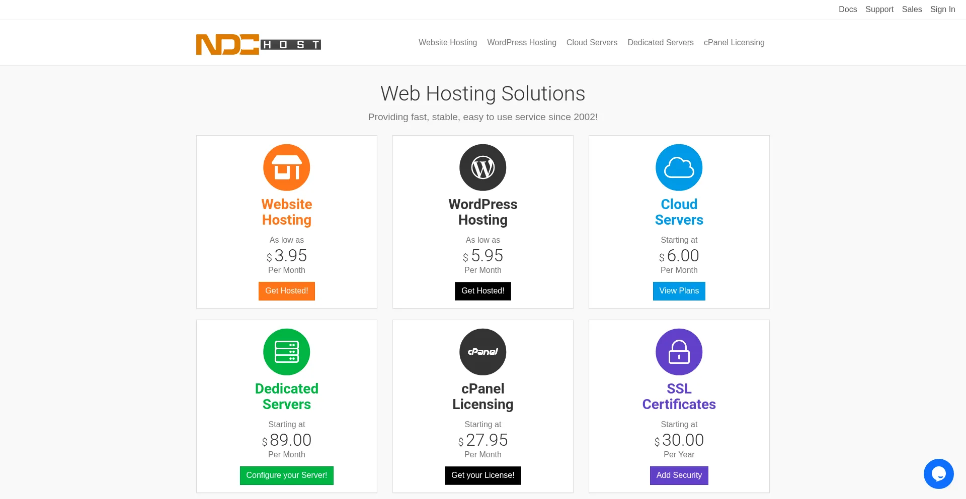 Website screenshot of Ndchost.com