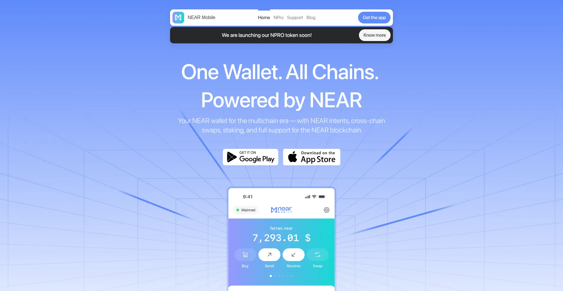 Website screenshot of Nearmobile.app