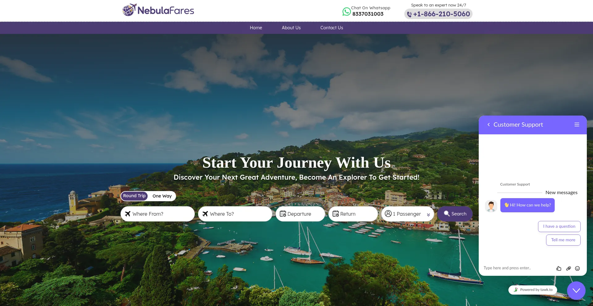 Website screenshot of Nebulafares.com