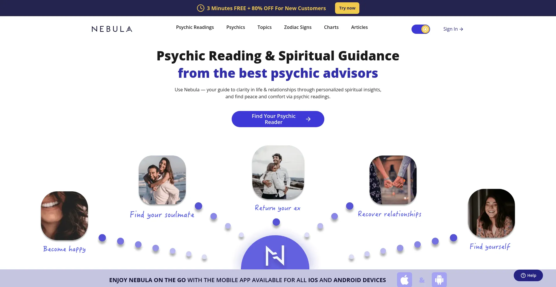 Website screenshot of Nebulahoroscope.com