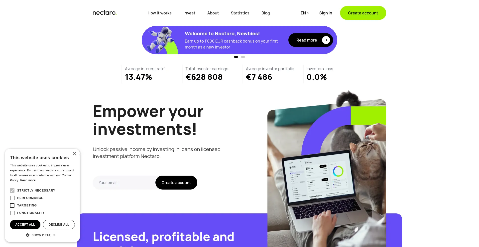 Website screenshot of Nectaro.eu