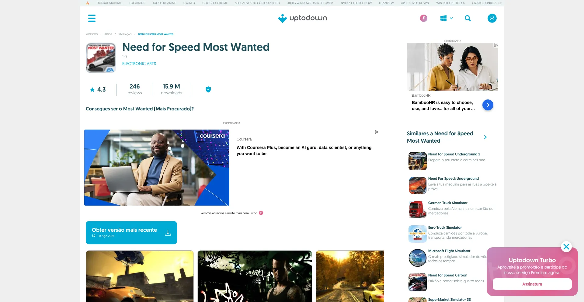 Website screenshot of Need-for-speed-most-wanted.br.uptodown.com