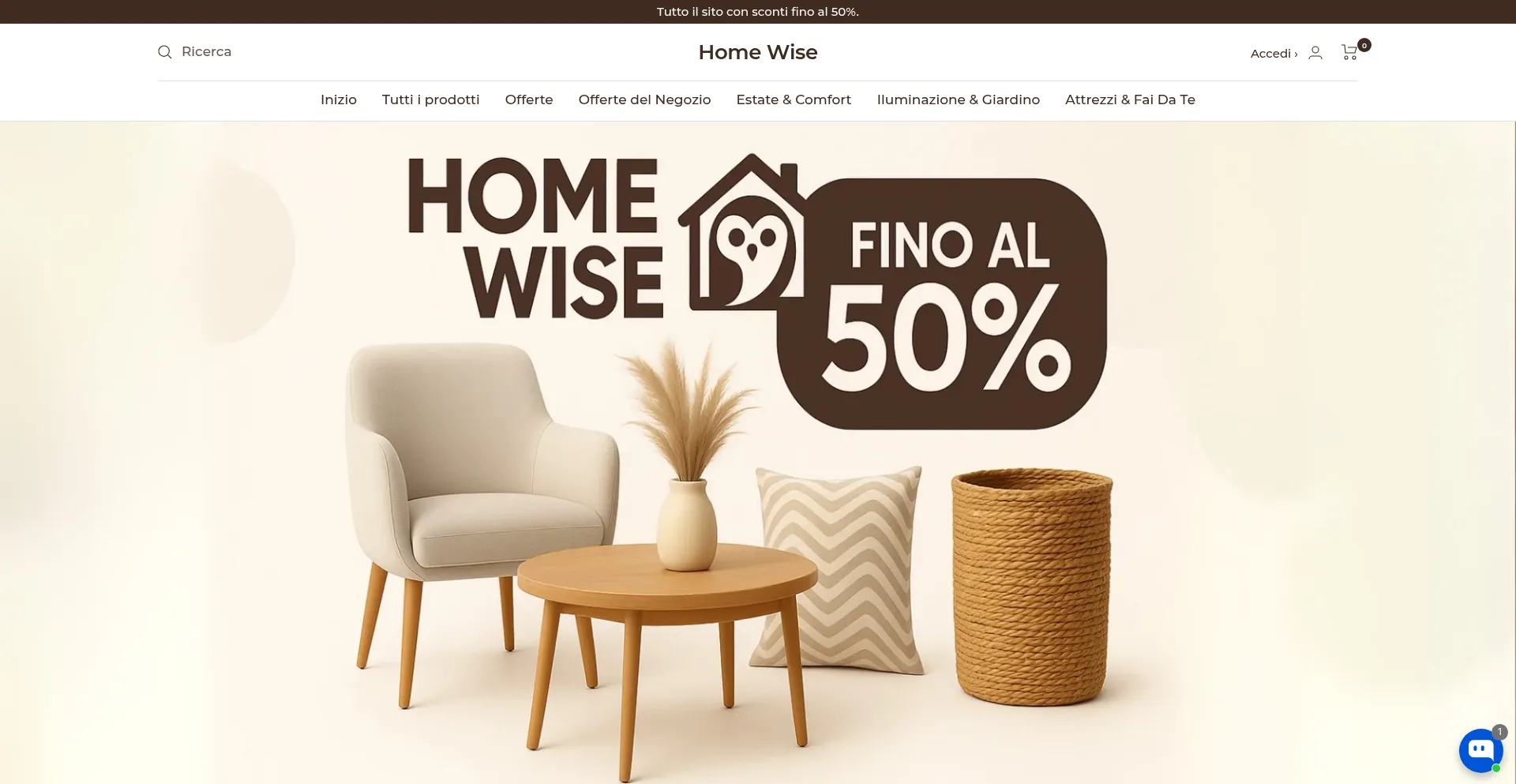 Website screenshot of Negoziohomewise.com
