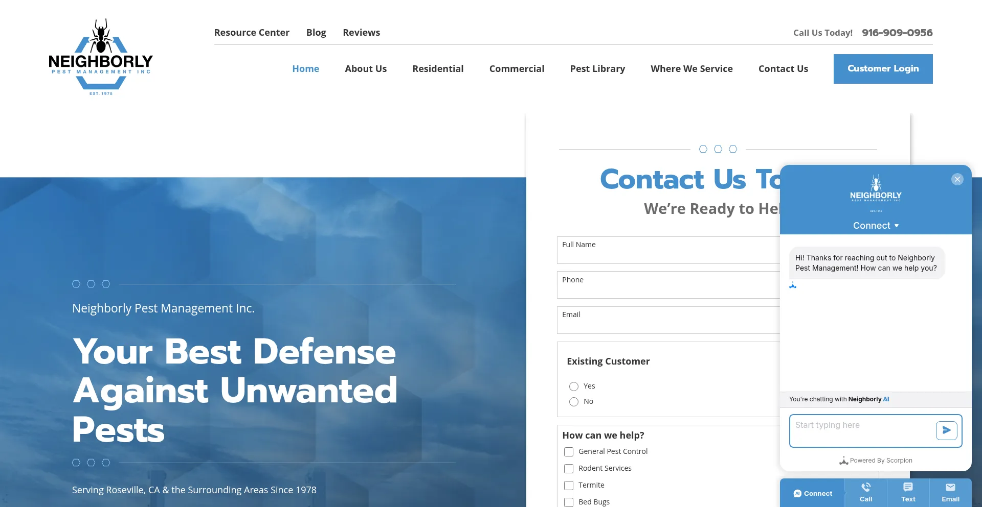 Website screenshot of Neighborlypest.com
