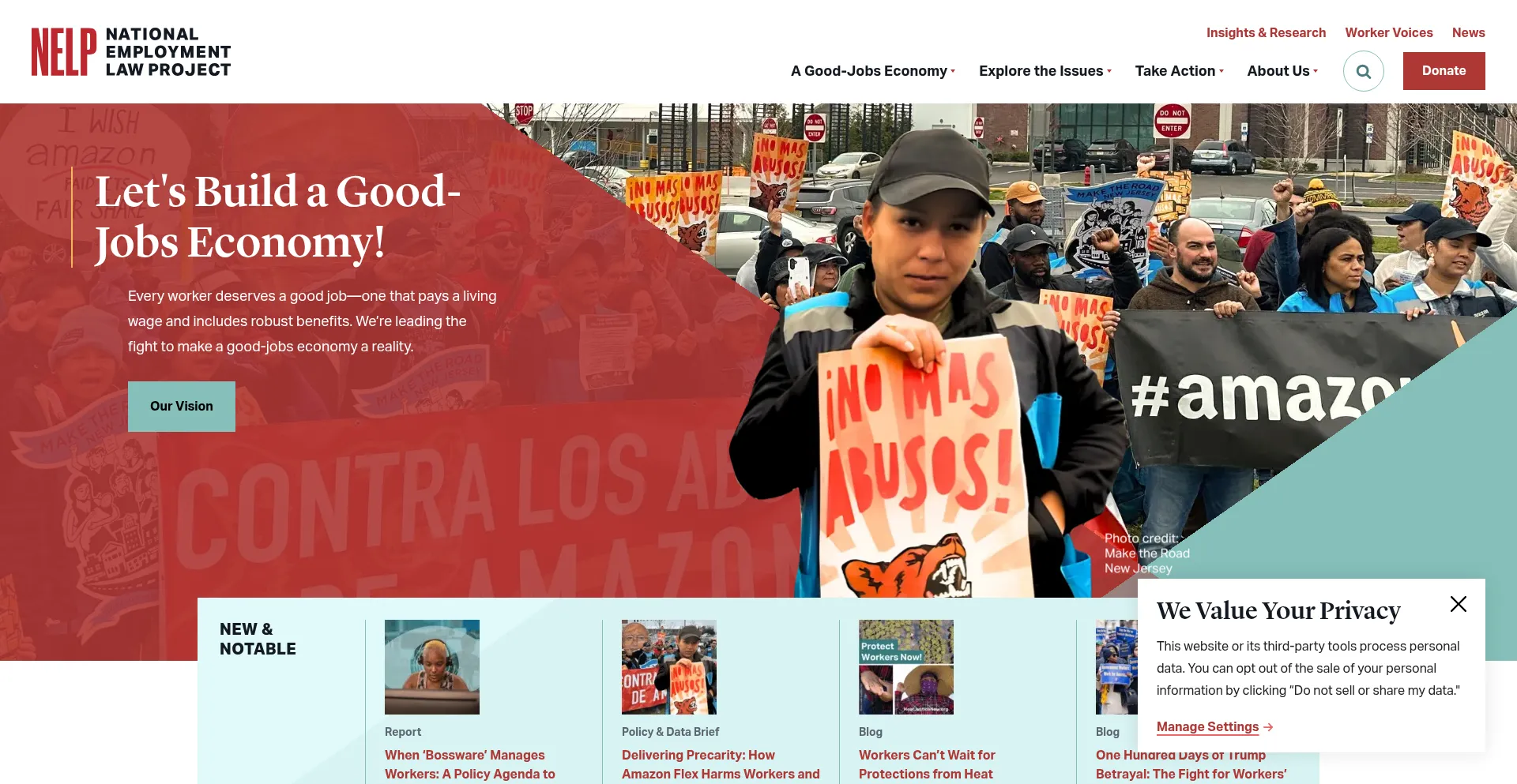 Website screenshot of Nelp.org