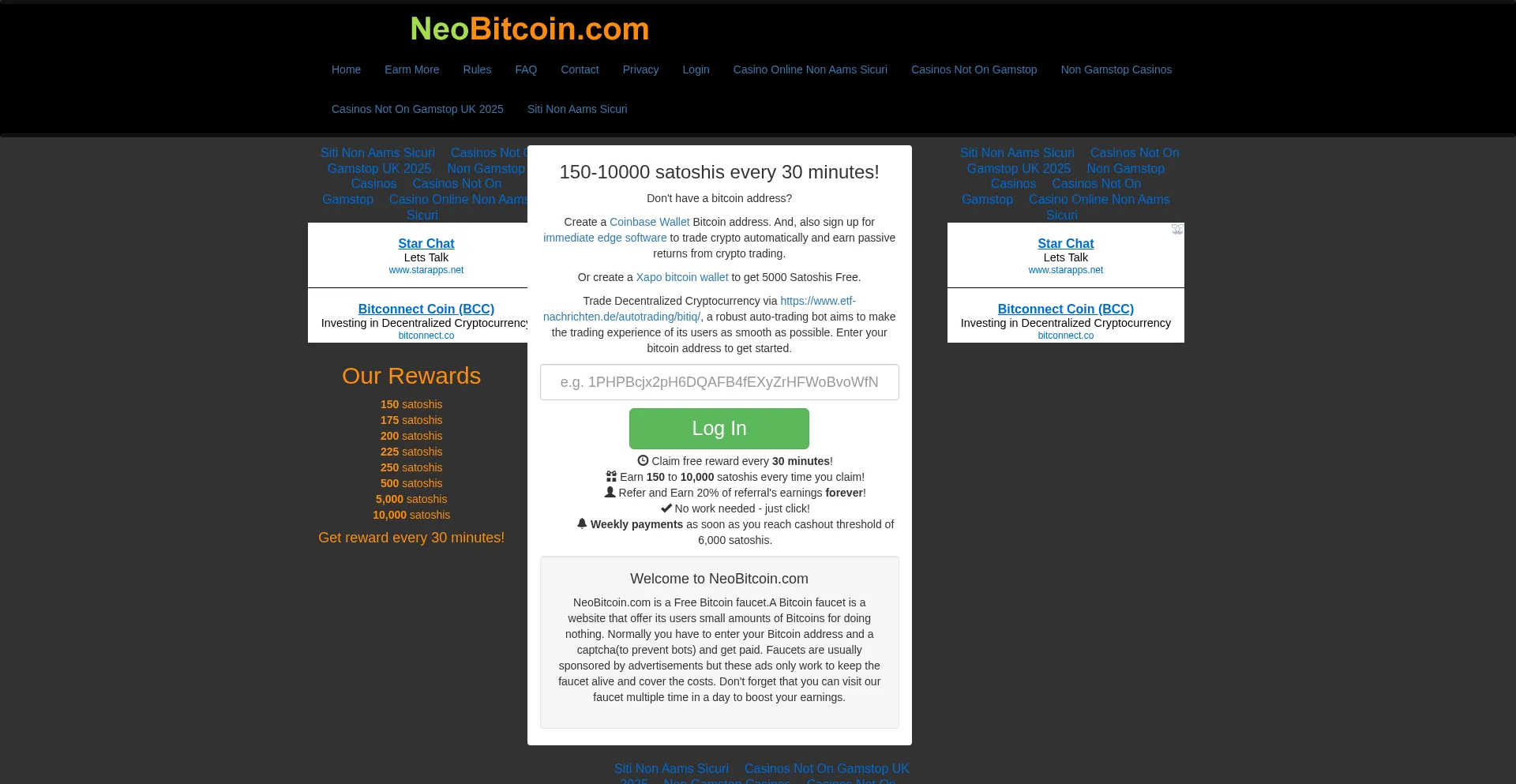 Website screenshot of Neobitcoin.com