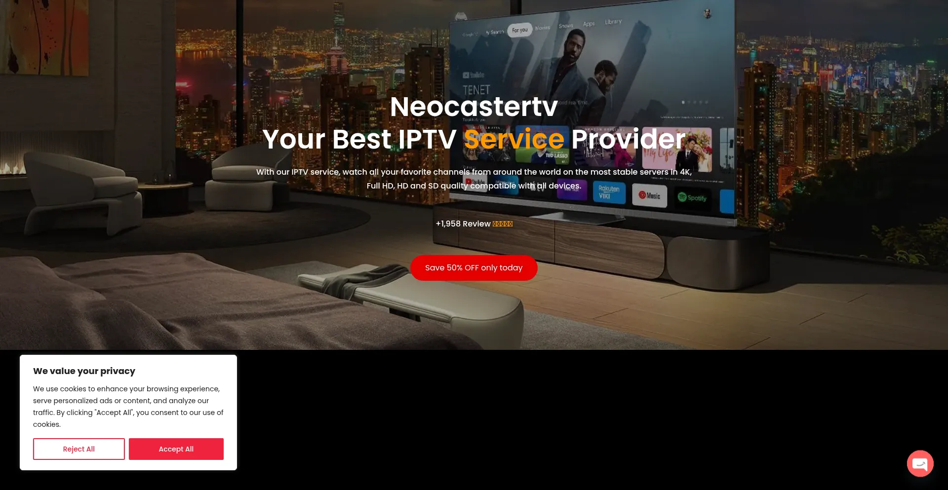Website screenshot of Neocastertv.com