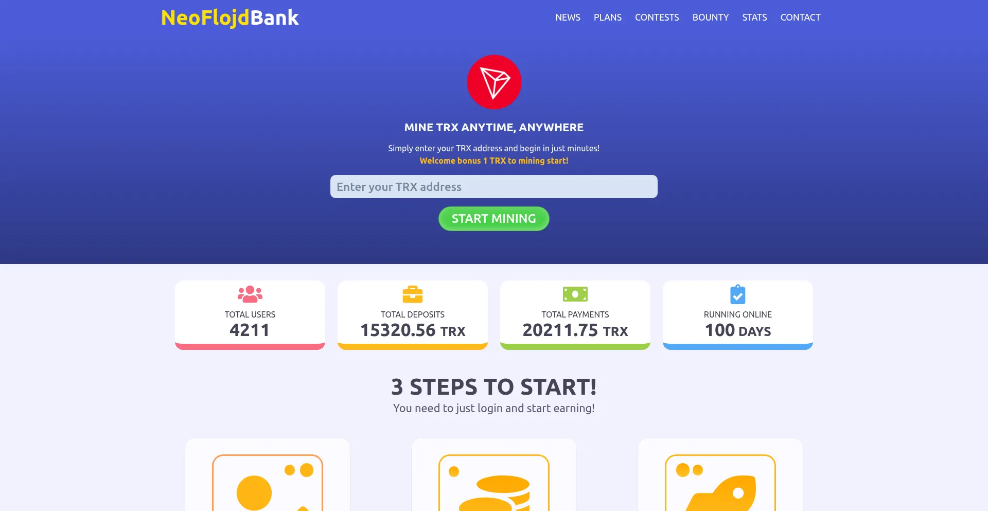 Website screenshot of Neoflojdbank.com