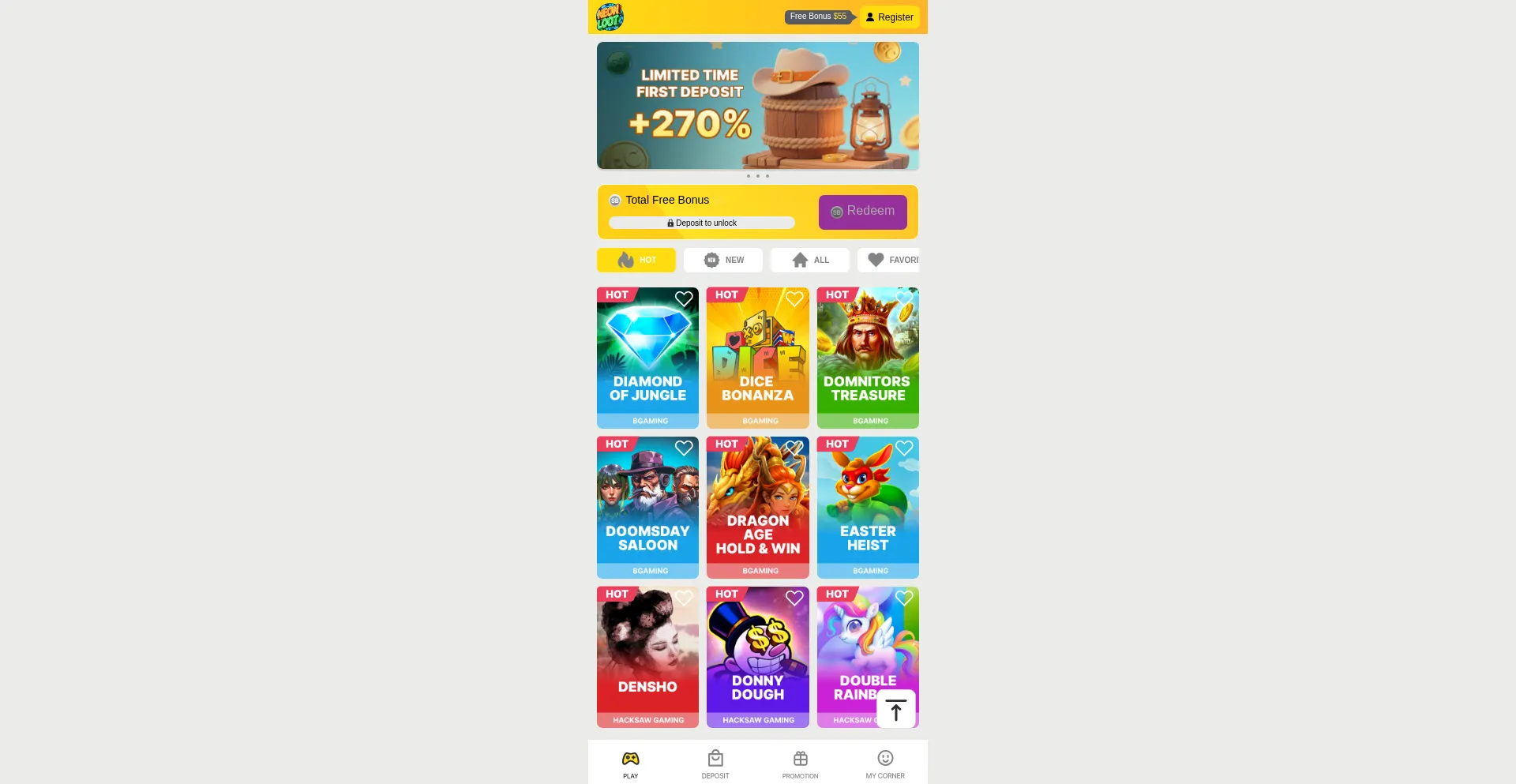 Website screenshot of Neonloot.com